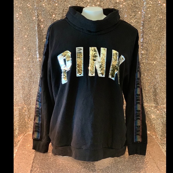 ✨✨PINK Cowl Neck Flip Bling Pullover Sweatshirt ✨✨ - Picture 4 of 11